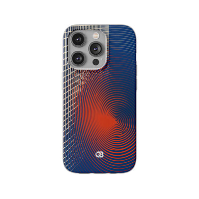 Blue Lite Phone Case for iPhone - Orange Orbit Grid