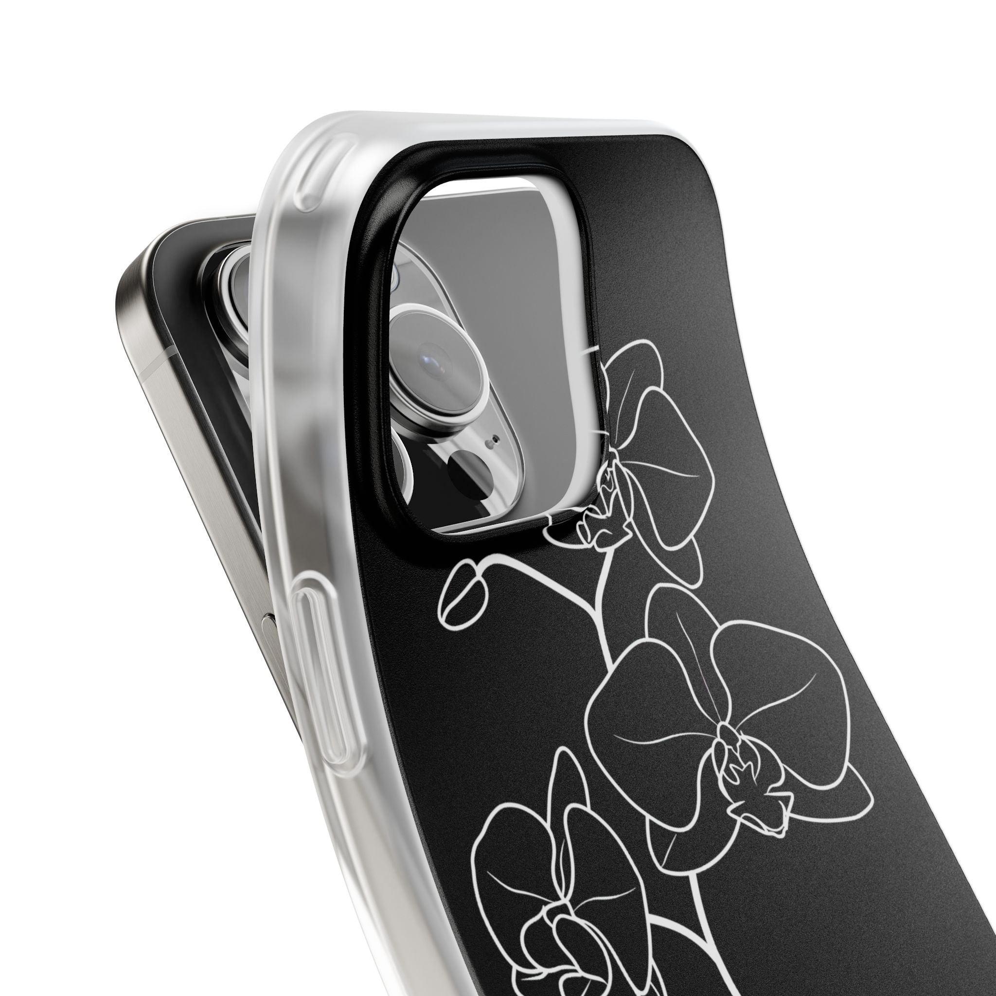 Black Lite Phone Case for iPhone - Noir Alabaster Orchid