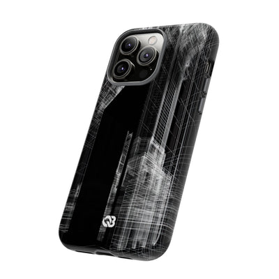 Black Tough Phone Case for iPhone - Ghost Urban Wireframe