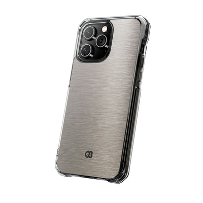Grey Impact MagSafe Phone Case for iPhone - Brushed Nickel Linen