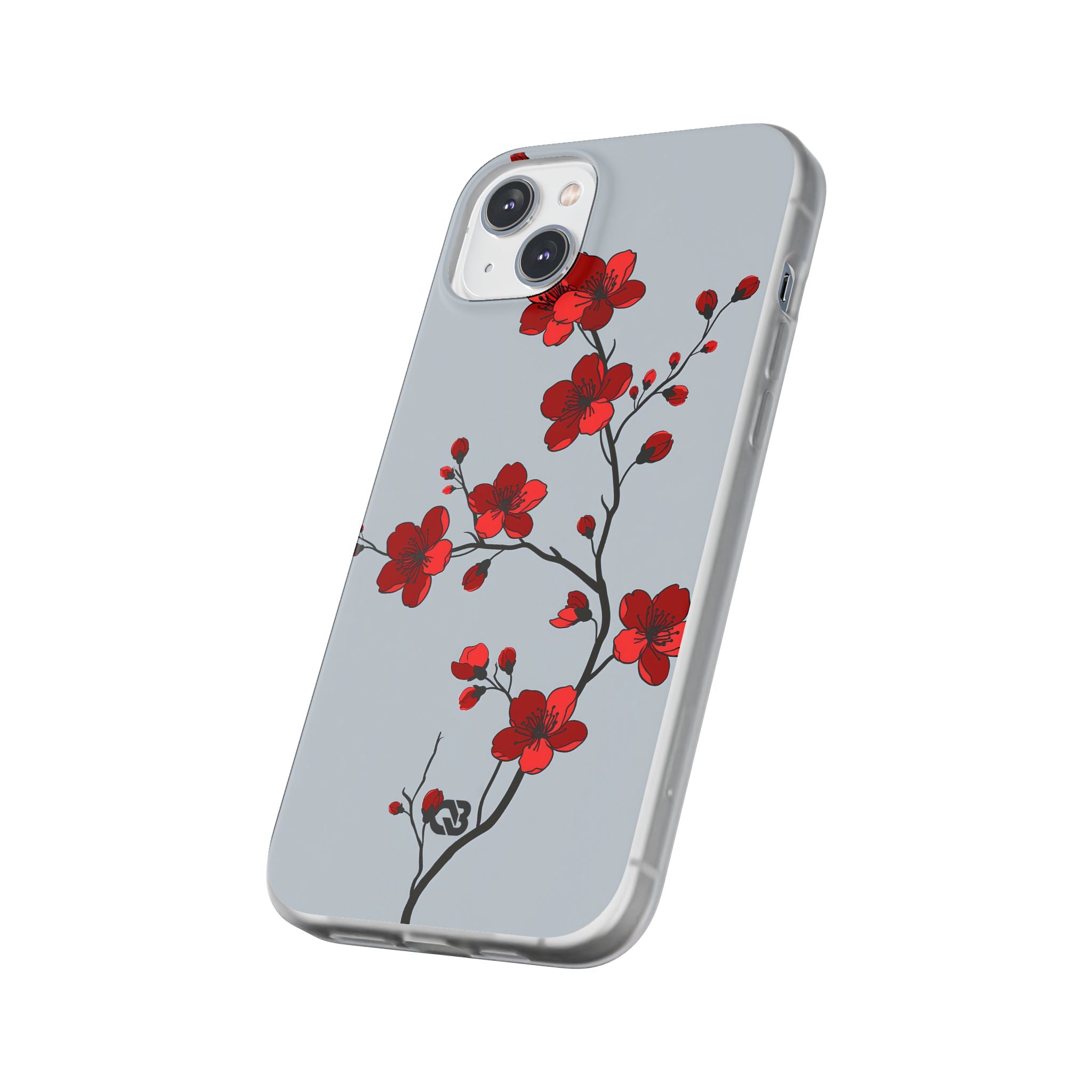Grey Lite Phone Case for iPhone - Crimson Blossom Onyx