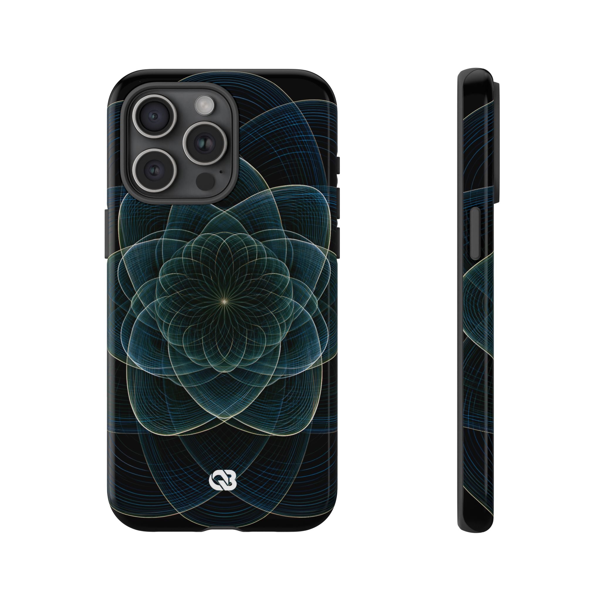 Blue Tough Phone Case for iPhone - Celestial Wireframe Bloom