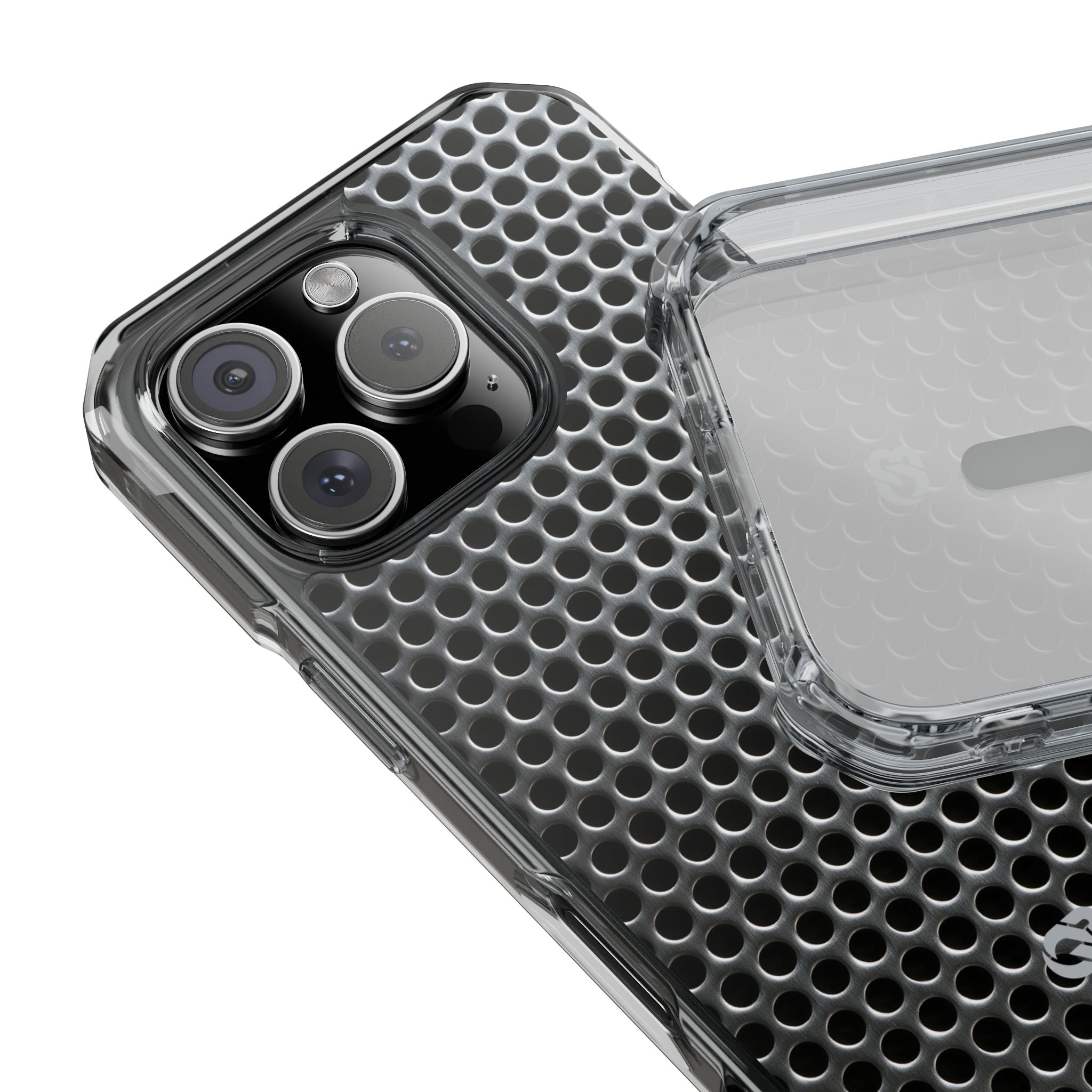 Silver Impact MagSafe Phone Case for iPhone - Brutalist Steel Mesh