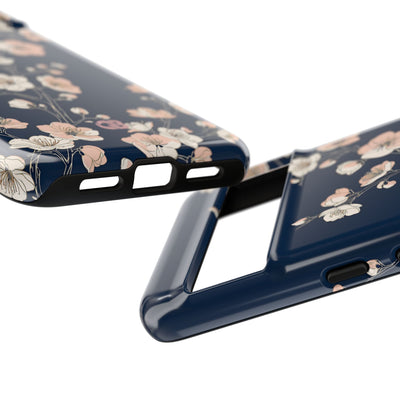 Blue Tough Phone Case for Google Pixel - Midnight Peach Sakura