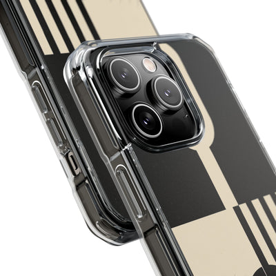Black Impact MagSafe Phone Case for iPhone - Ivory Signal Grid