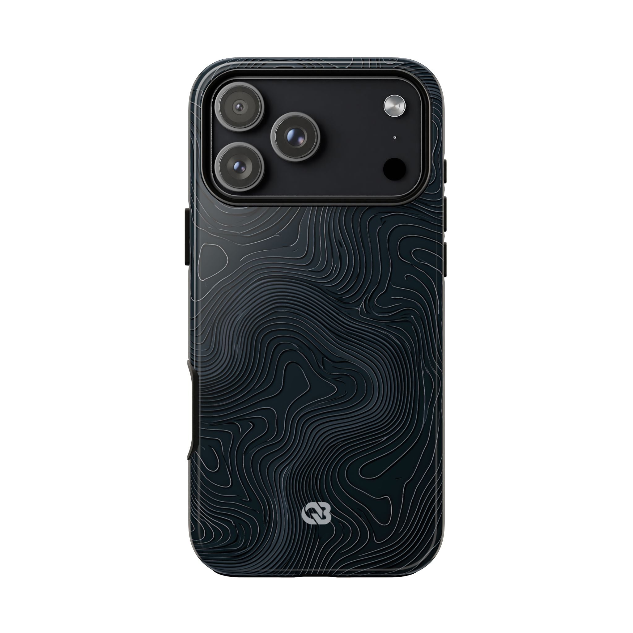 Black Tough Phone Case for iPhone - Obsidian Ridge Topo