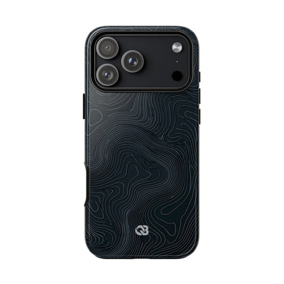Black Tough Phone Case for iPhone - Obsidian Ridge Topo