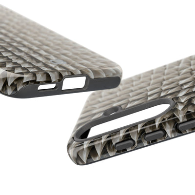 Beige Tough Phone Case for Samsung - Bone Spiked Grid
