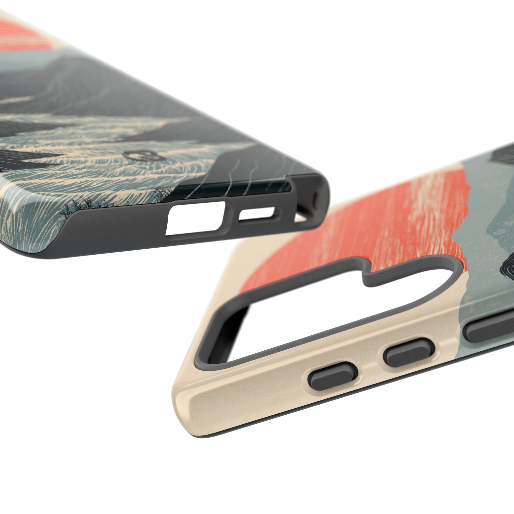 Beige Tough Phone Case for Samsung - Crimson Ridge Flow