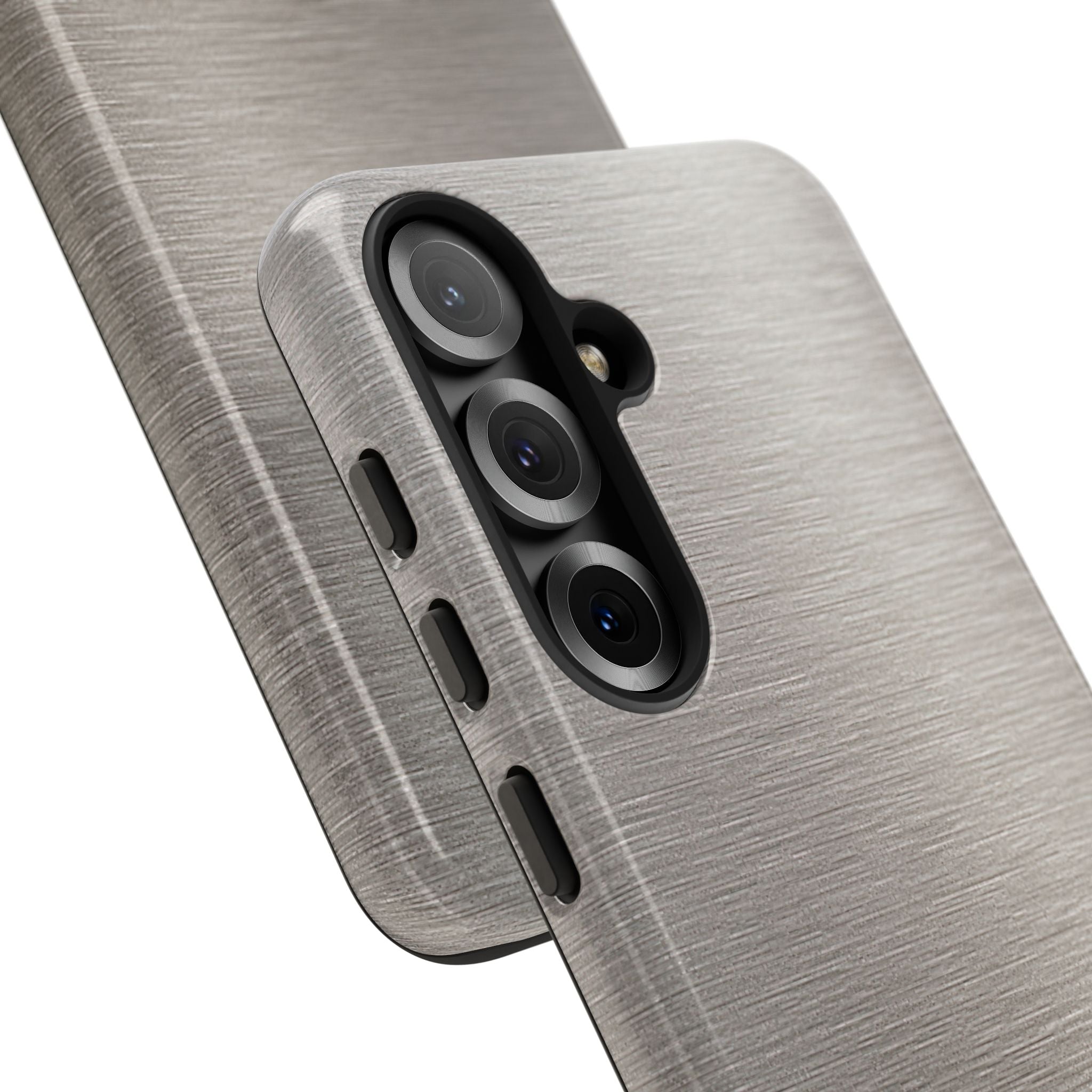 Grey Tough Phone Case for Samsung - Brushed Nickel Linen