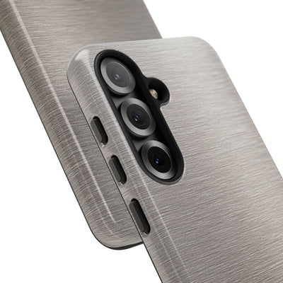 Grey Tough Phone Case for Samsung - Brushed Nickel Linen