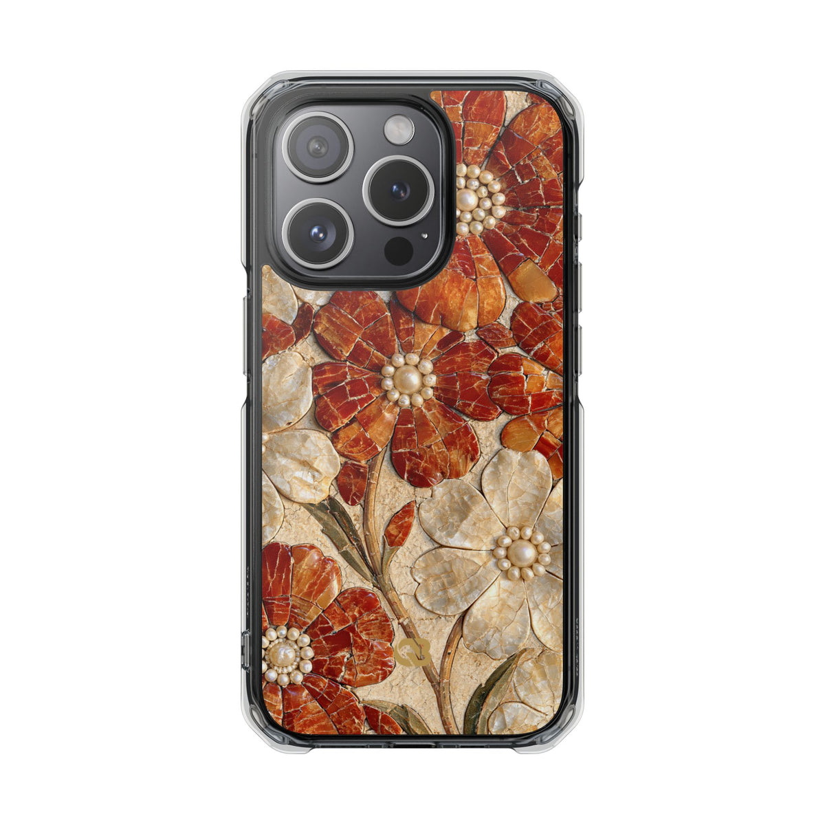 Carnelian Pearl Bloom · Clear Impact Magnetic Phone Case for iPhone · Orange