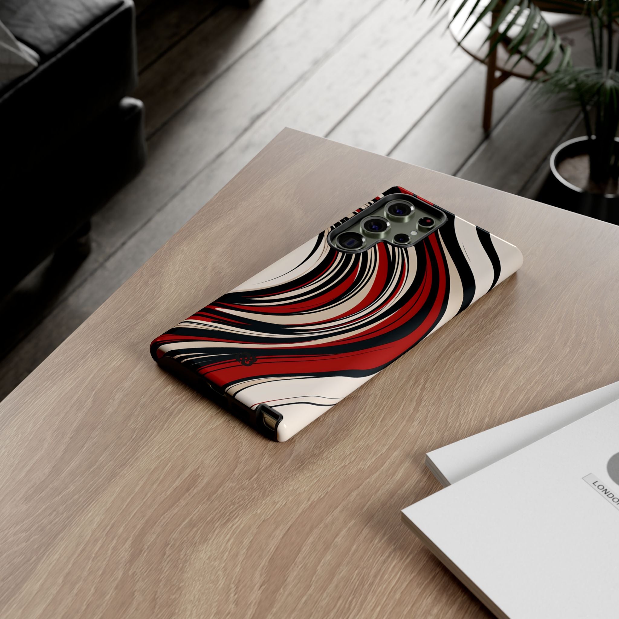 Crimson Flow Waves · Tough Phone Case for Samsung