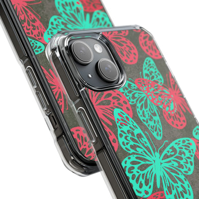 Electric Papillon · Clear Impact Magnetic Phone Case for iPhone · Pink