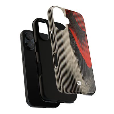 Red Tough Phone Case for iPhone - Crimson Pulse Topo