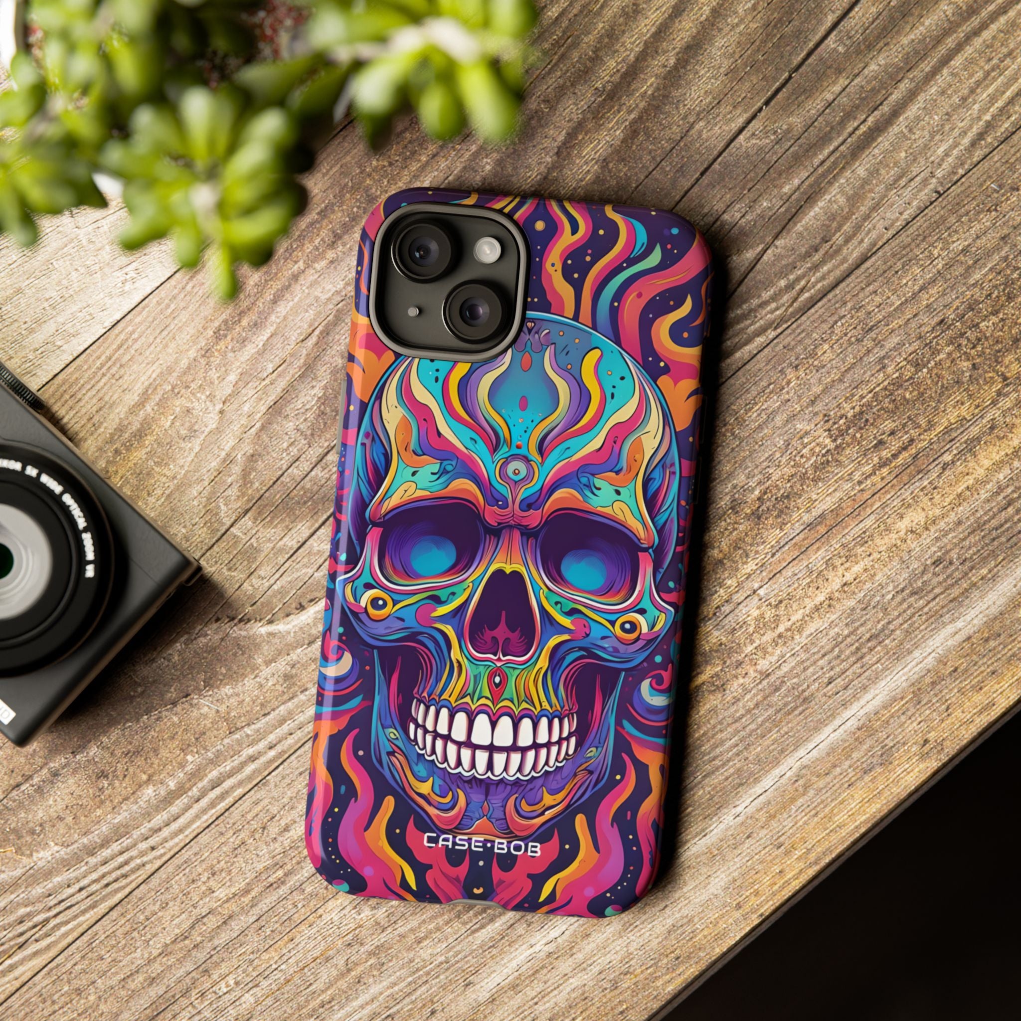 Flaming Skull iPhone 15 Plus Case - Tough
