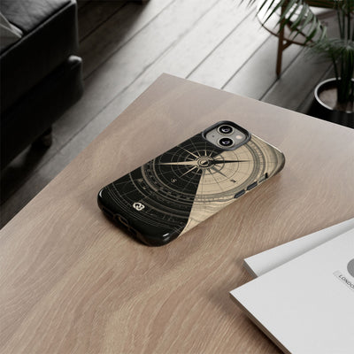 Beige Tough Phone Case for iPhone - Obsidian Nautical Blueprint