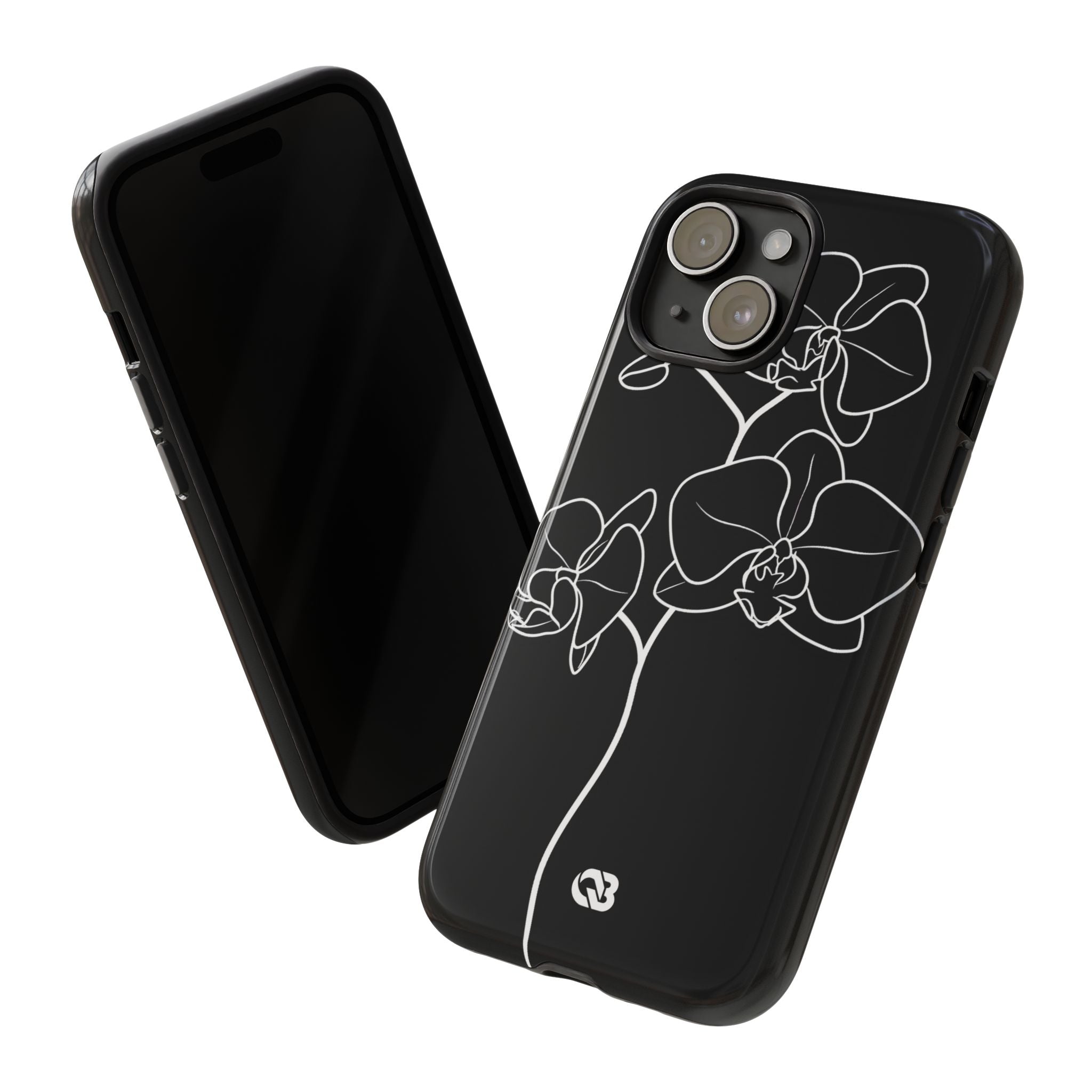 Black Tough Phone Case for iPhone - Noir Alabaster Orchid