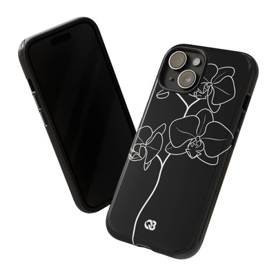Black Tough Phone Case for iPhone - Noir Alabaster Orchid