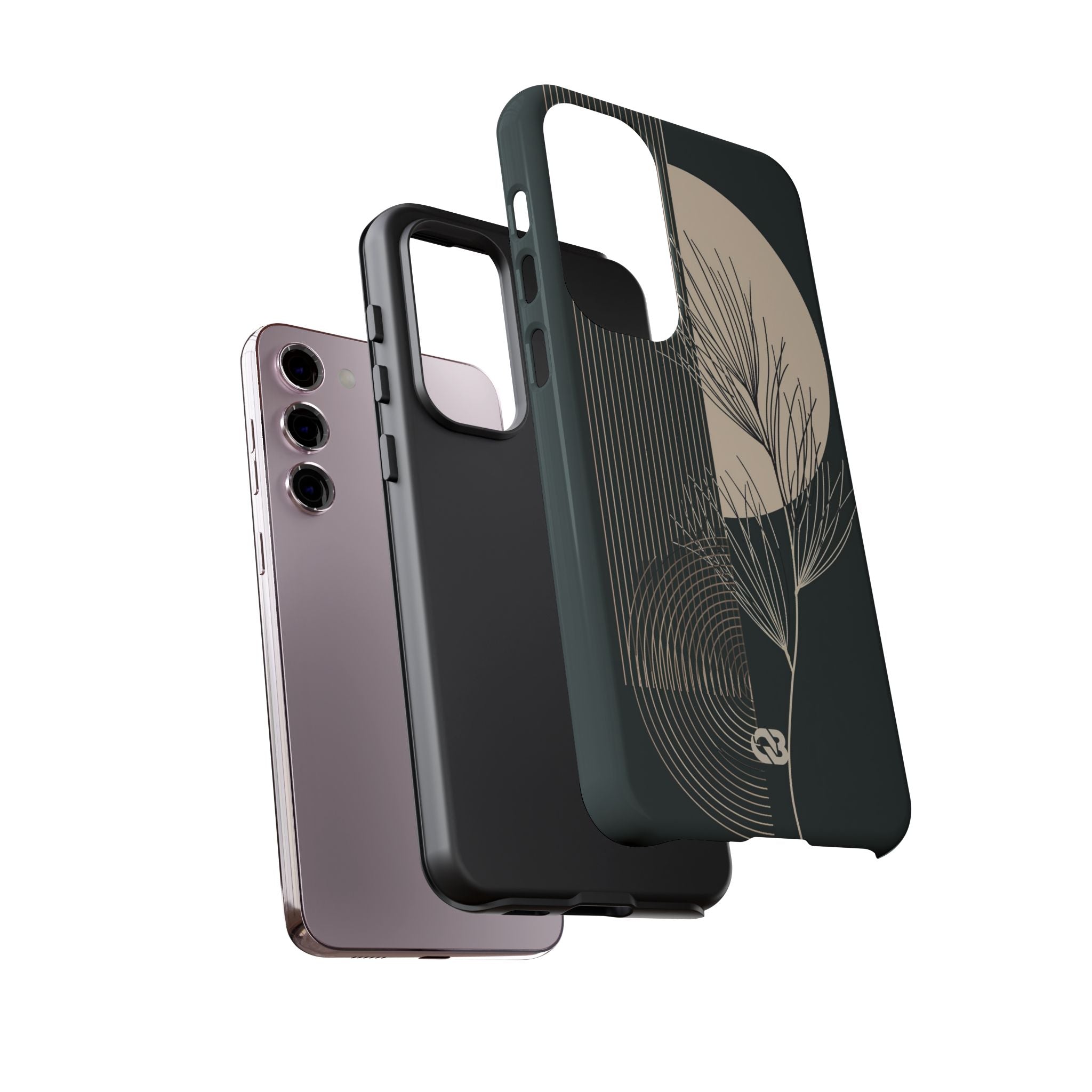 Black Tough Phone Case for Samsung - Obsidian Sand Willow