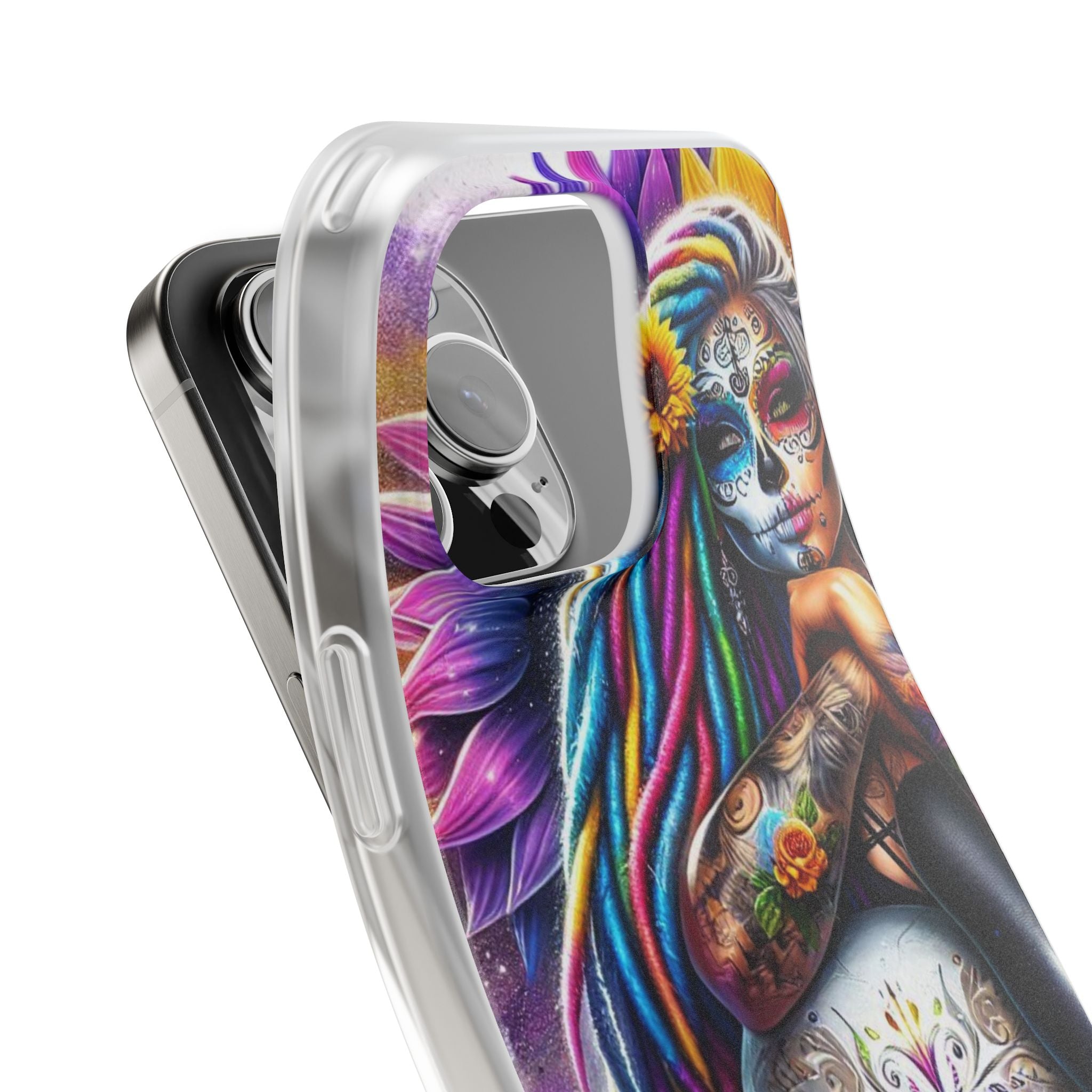 Sunflower Skull Glow iPhone 16 Pro Max Case - Soft