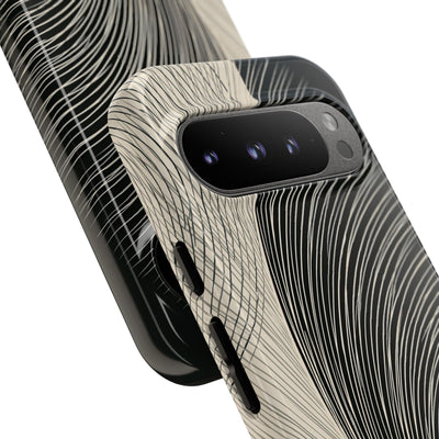 Beige Tough Phone Case for Google Pixel - Obsidian Cream Plume