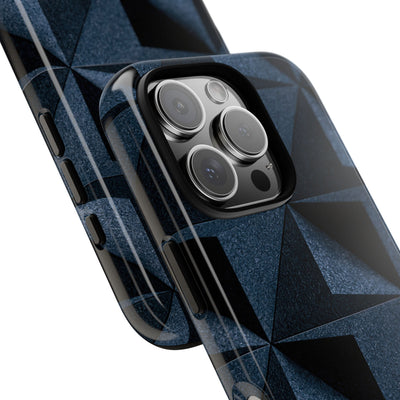 Blue Tough Phone Case for iPhone - Indigo Basalt Facets