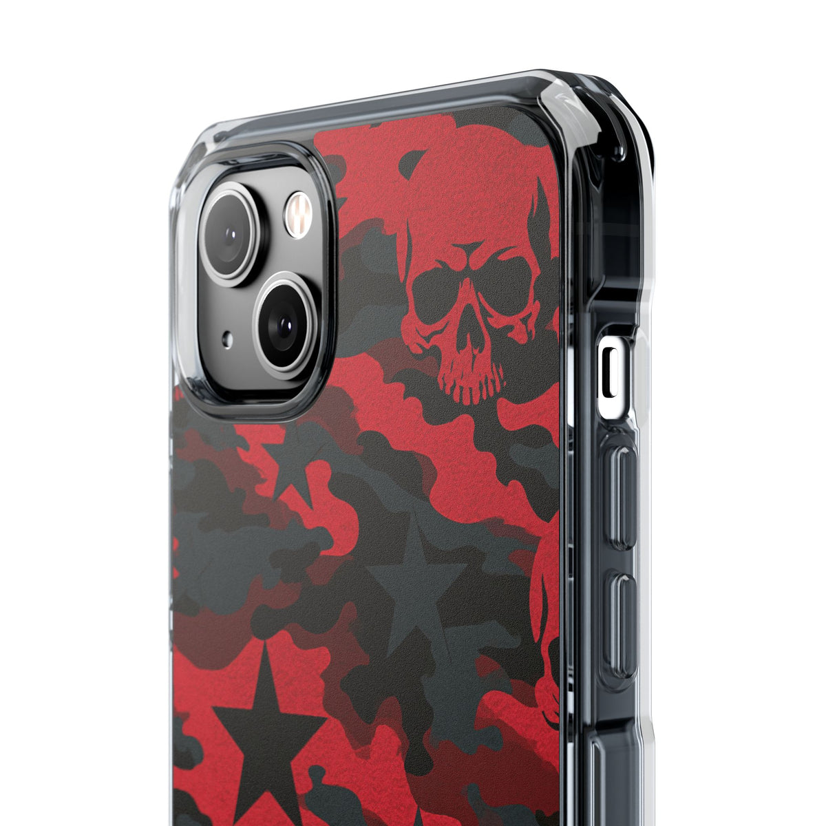 Crimson Skull Camo · Clear Impact Magnetic Phone Case for iPhone · Red