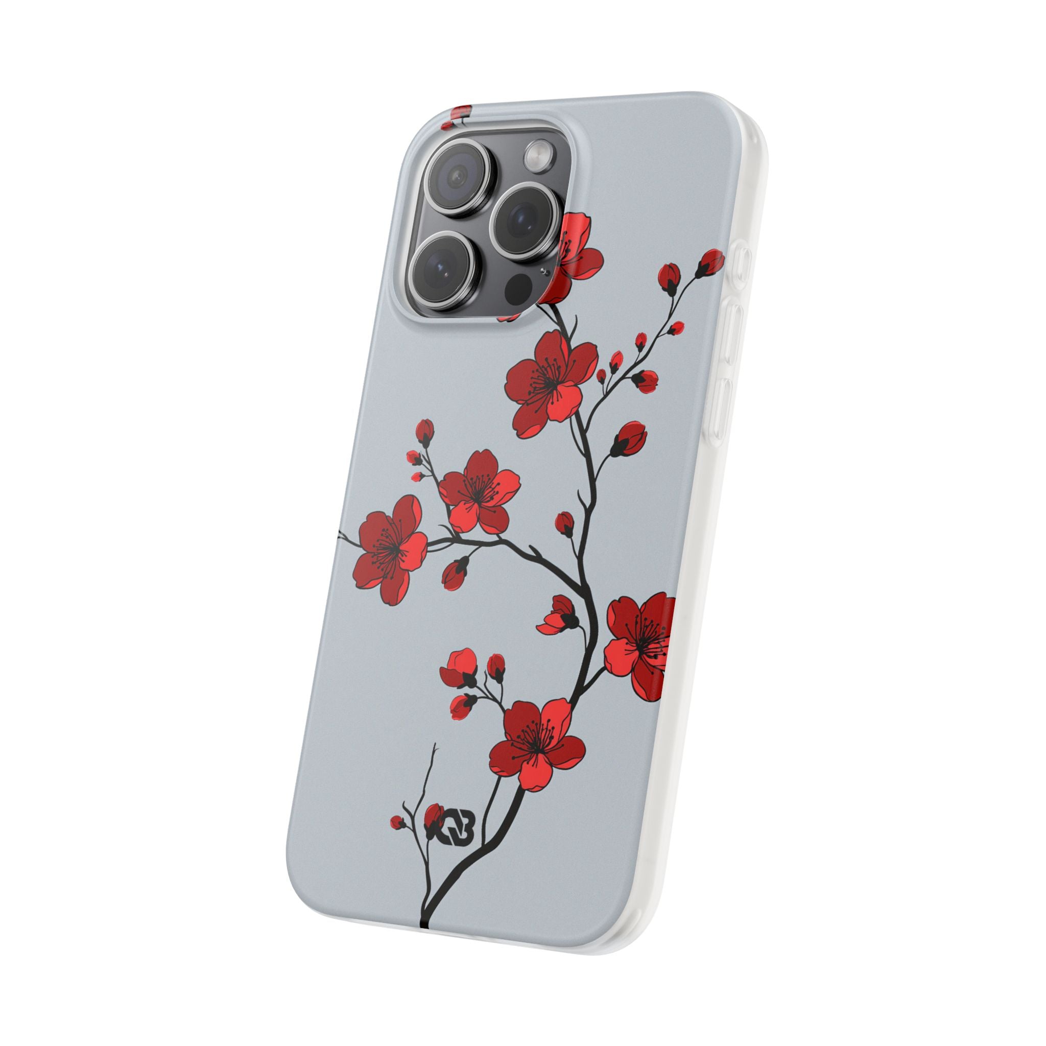 Grey Lite Phone Case for iPhone - Crimson Blossom Onyx