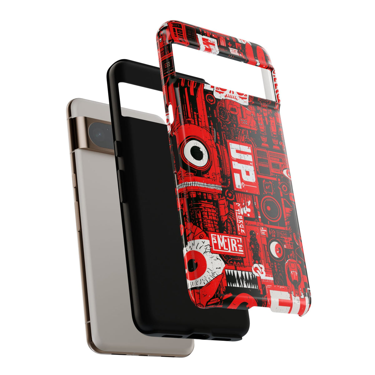 Neo Mecha Collage · Tough Phone Case for Pixel ·  Red
