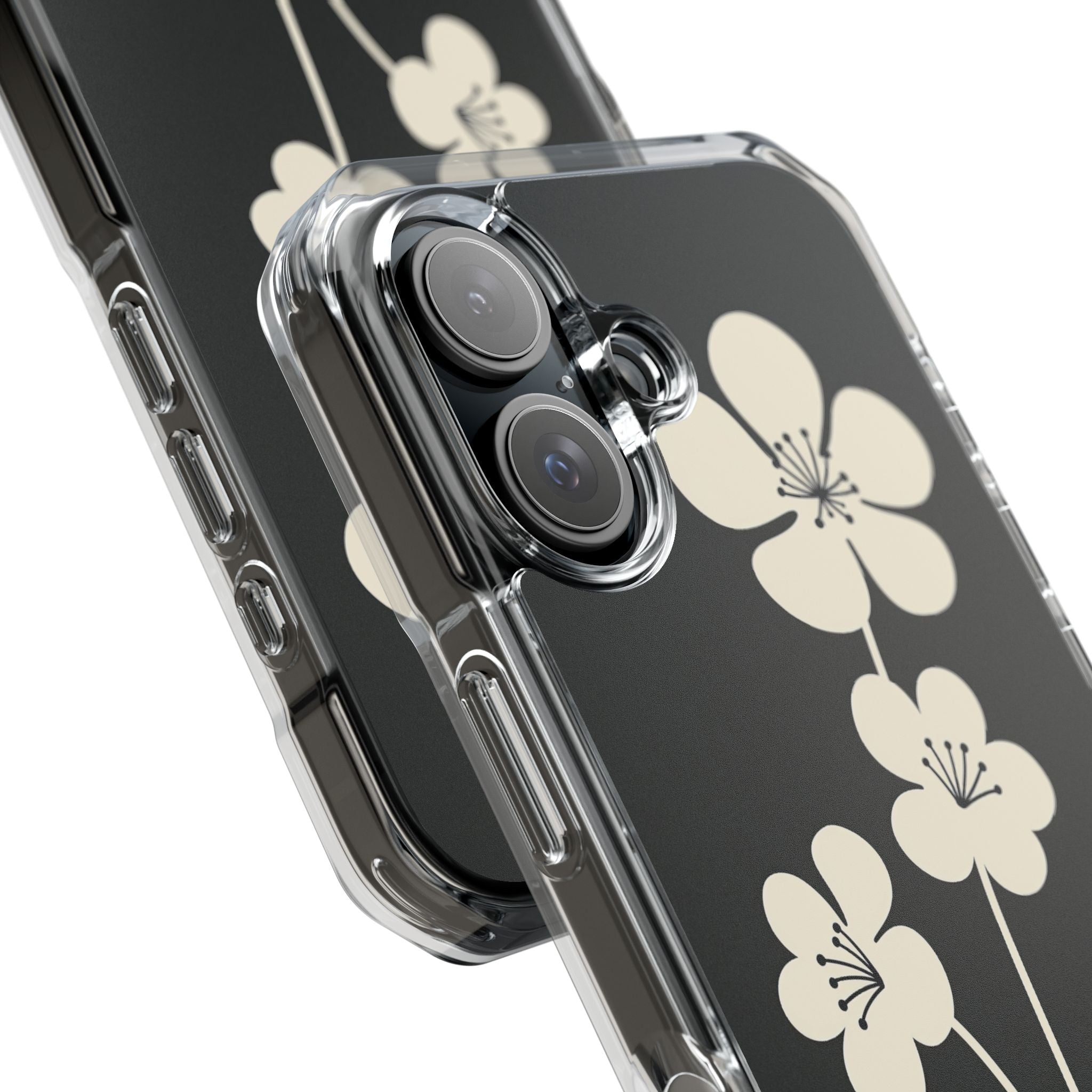 Black Impact MagSafe Phone Case for iPhone - Obsidian Cream Bloom