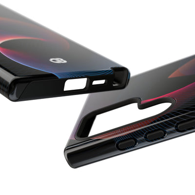 Black Tough Phone Case for Samsung - Cobalt Crimson Flux