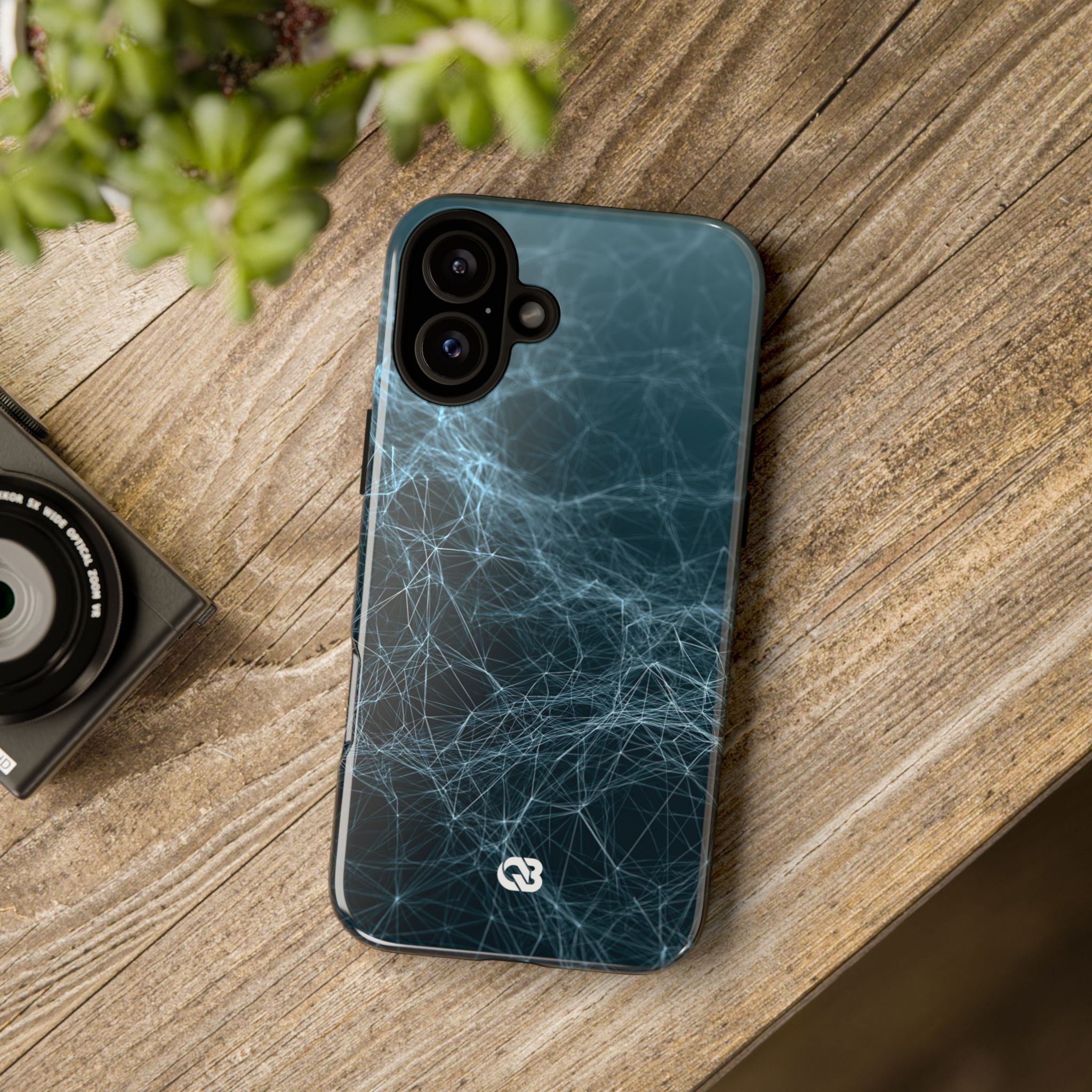 Teal Tough Phone Case for iPhone - Arctic Neural Mesh