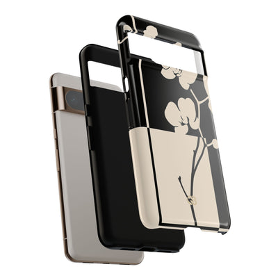 Beige Tough Phone Case for Google Pixel - Nocturnal Orchid Frame