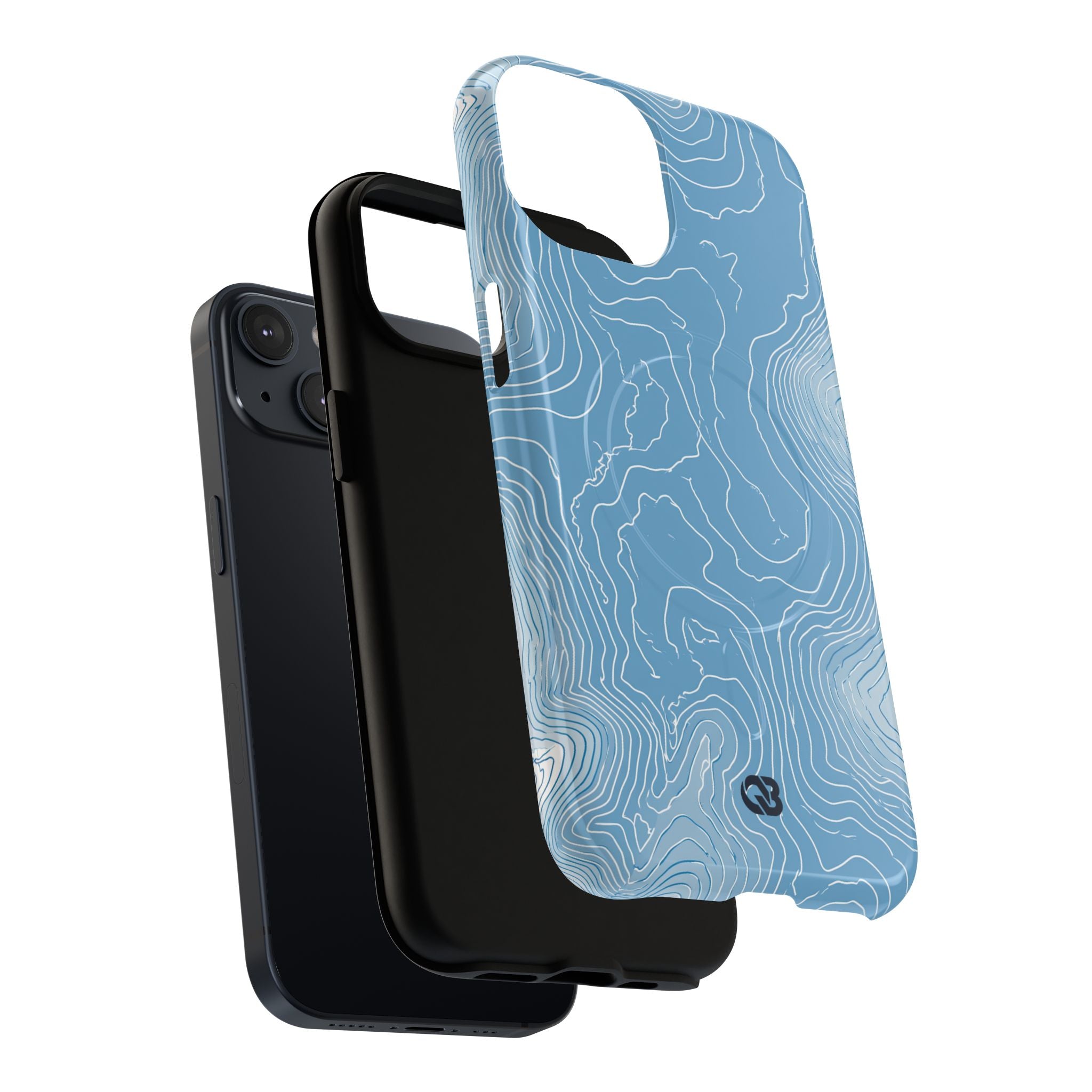 Blue Tough 2.0 Magsafe Phone Case for iPhone - Glacial Ridge Topo