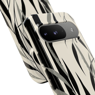 Beige Tough Phone Case for Google Pixel - Soot Leaf Sketch