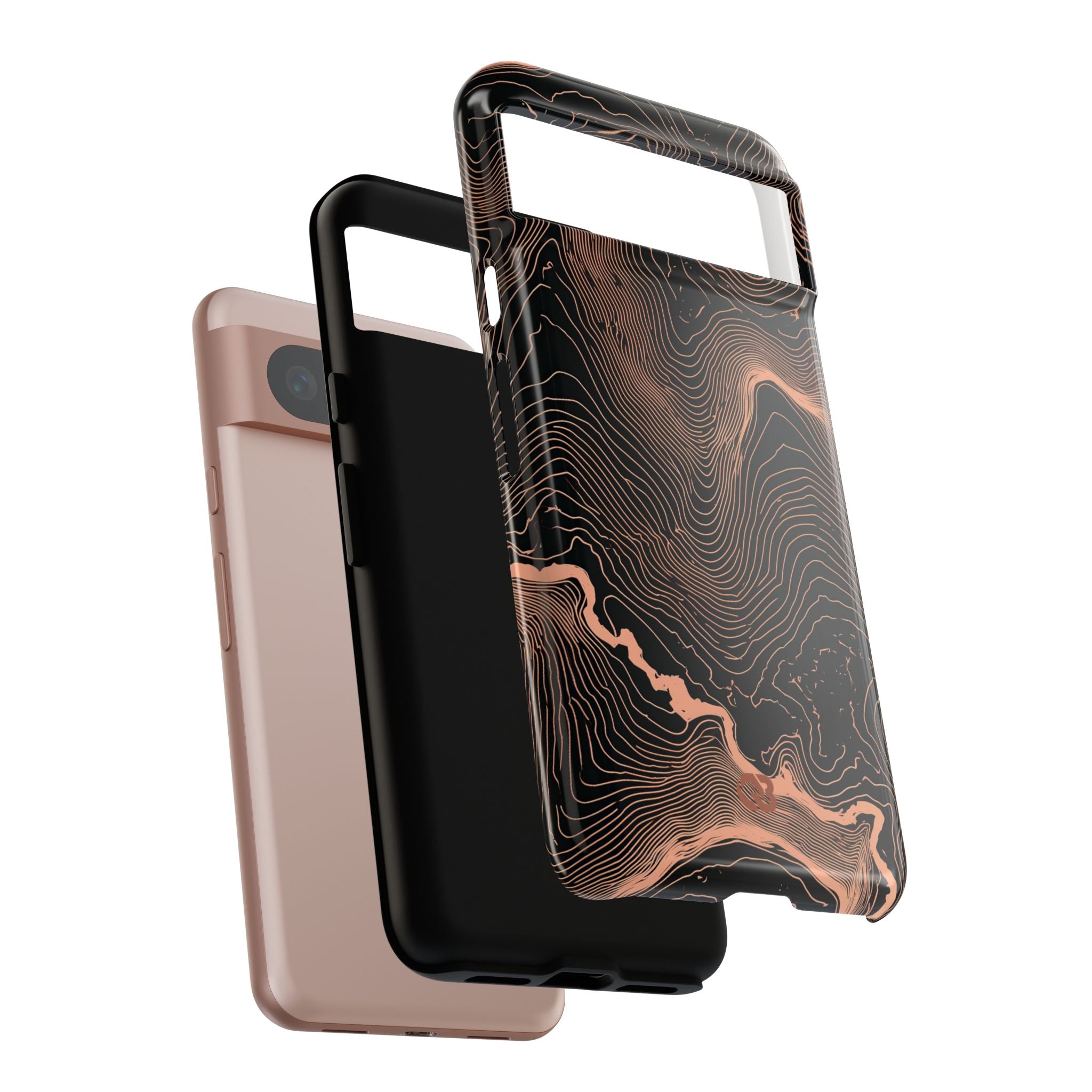 Orange Tough Phone Case for Google Pixel - Salmon Ridge Topo