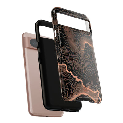Orange Tough Phone Case for Google Pixel - Salmon Ridge Topo