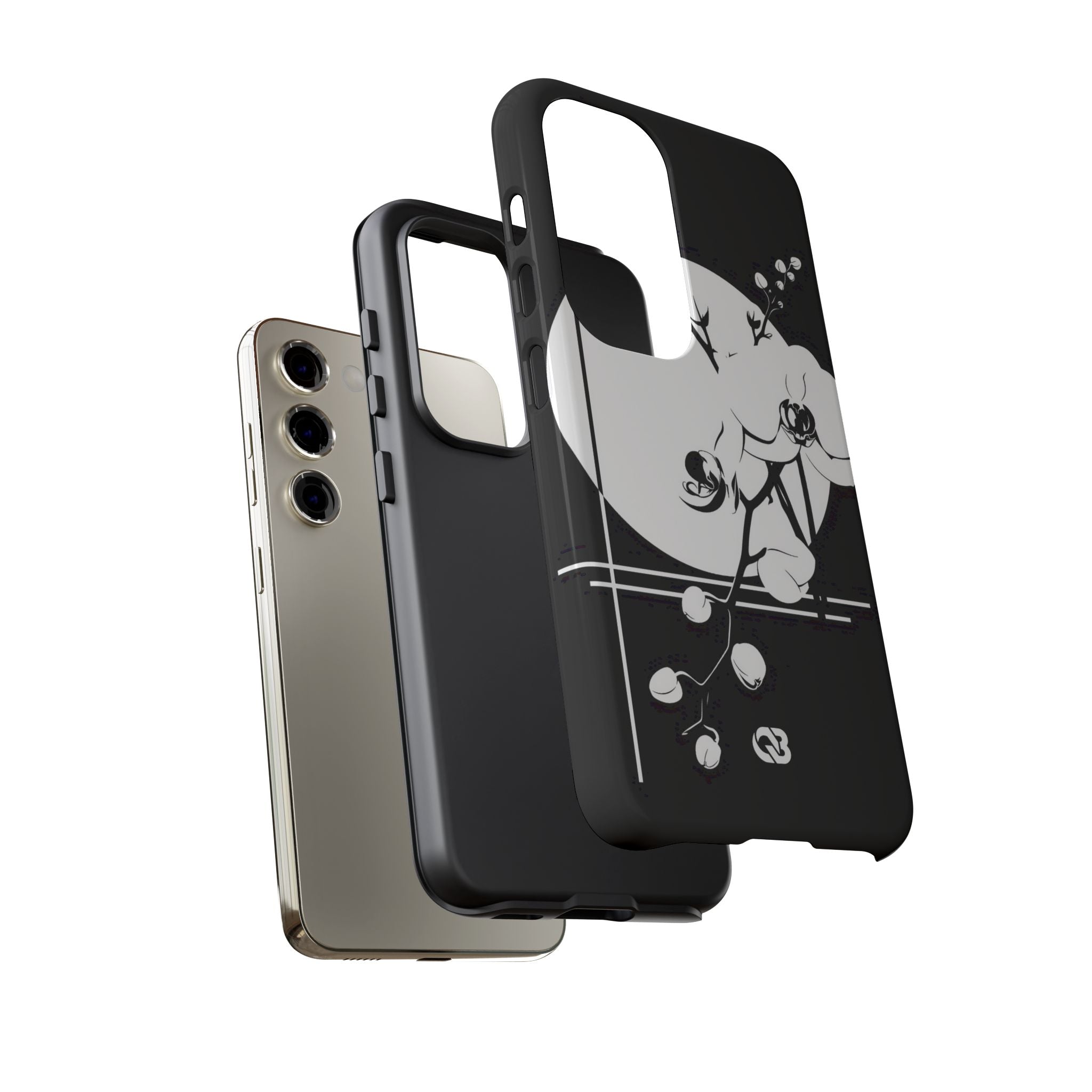 Black Tough Phone Case for Samsung - Lunar Orchid Grid