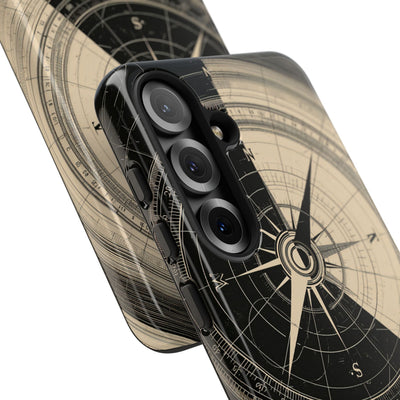 Beige Tough Phone Case for Samsung - Obsidian Nautical Blueprint