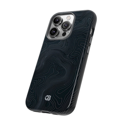 Black Tough Phone Case for iPhone - Obsidian Ridge Topo