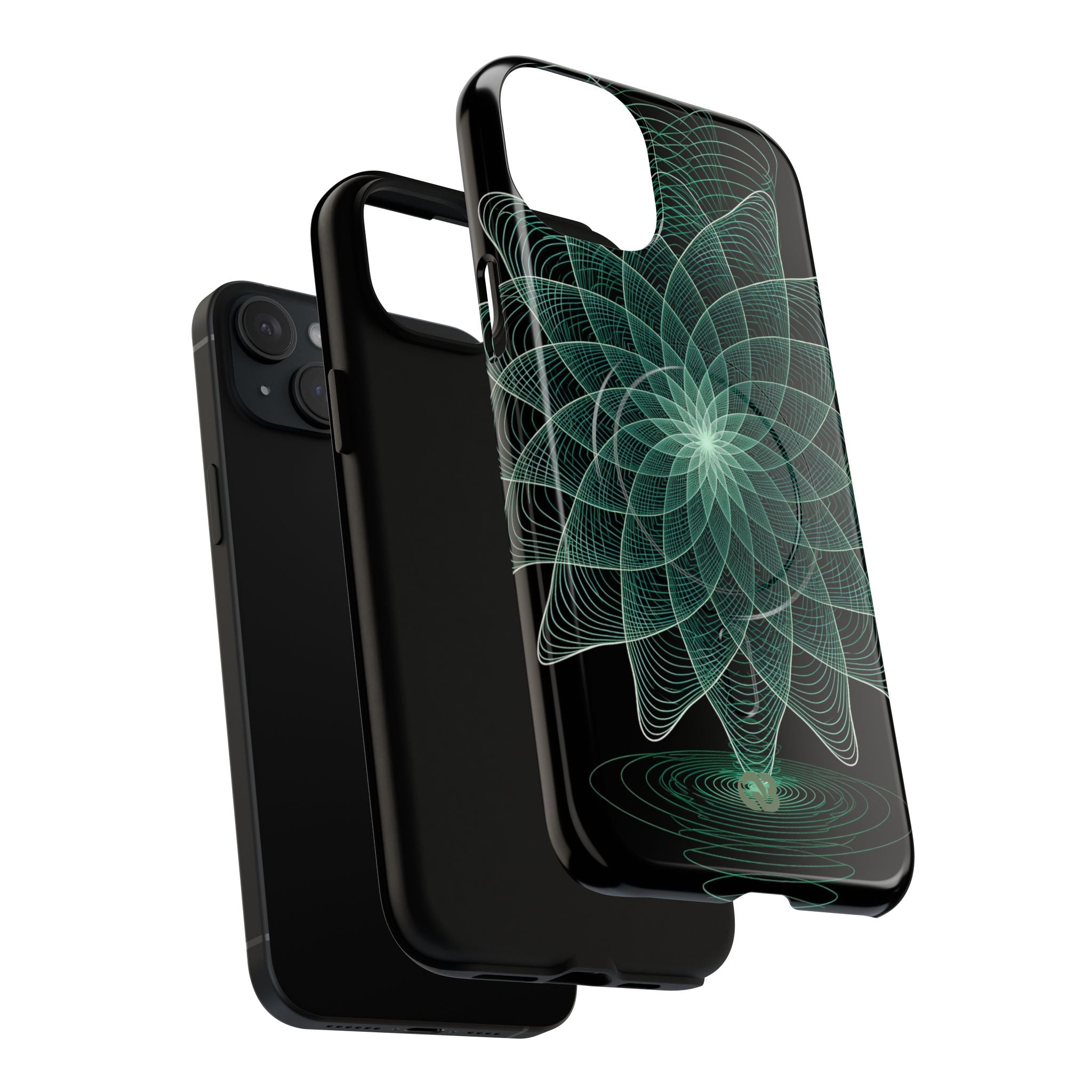 Green Tough 2.0 Magsafe Phone Case for iPhone - Cyan Signal Bloom