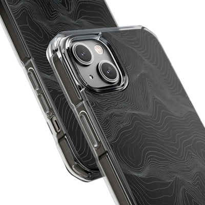 Obsidian Contour Elevation · Clear Impact Magnetic Phone Case for iPhone · Black
