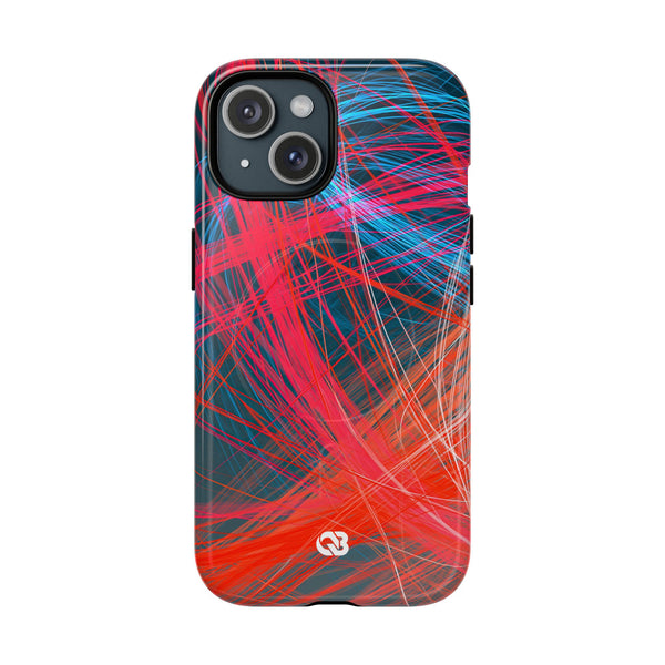 Neon Fiber Stream · Tough 2.0 Magnetic Phone Case for iPhone · Red