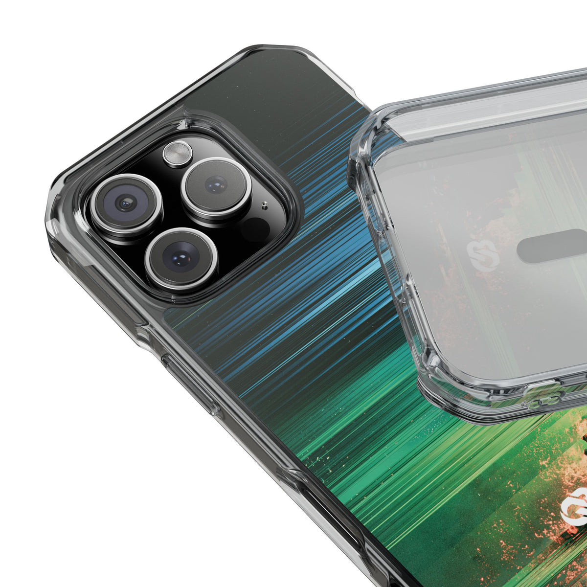 Digital Shoreline Drift · Clear Impact Magnetic Phone Case for iPhone ·  Teal