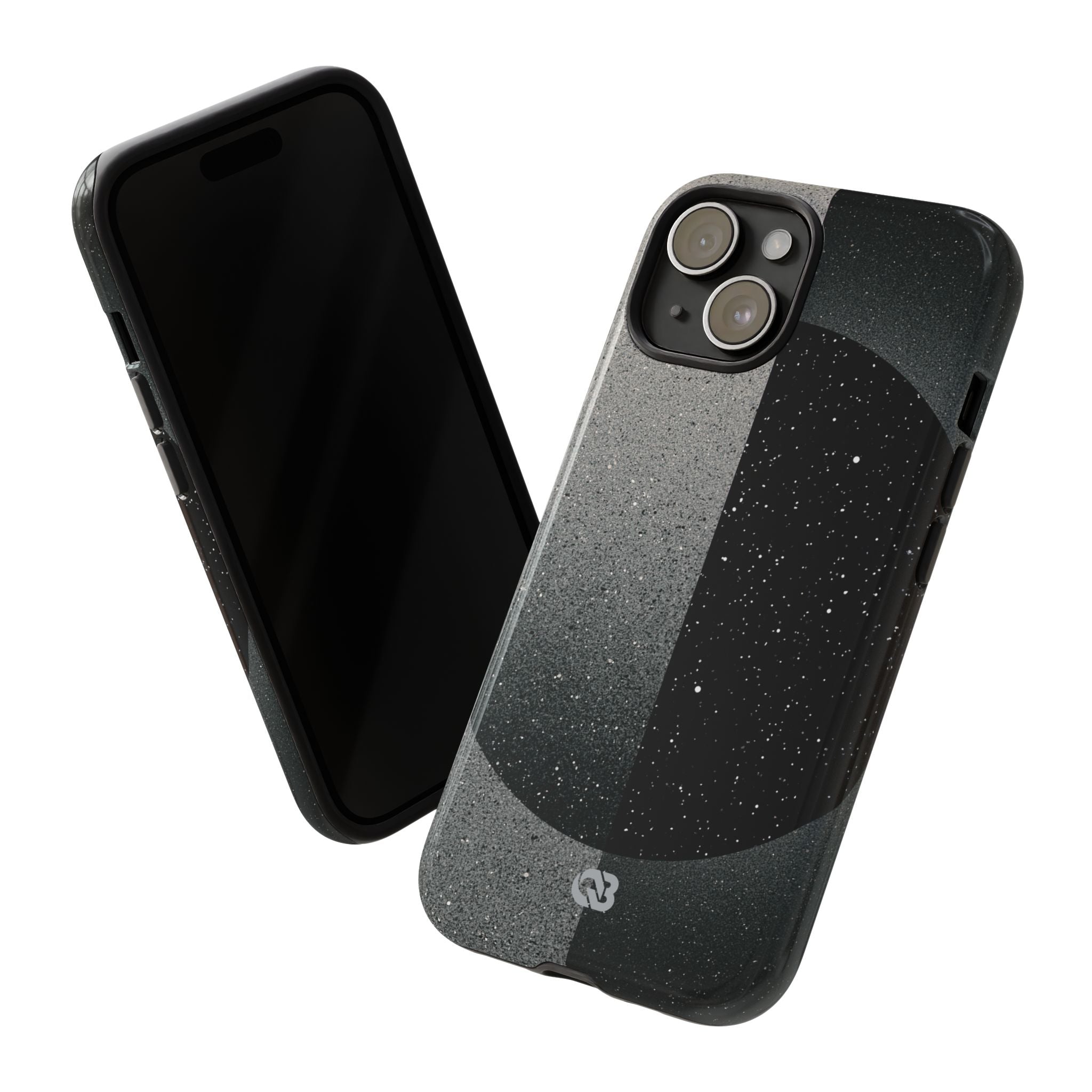 Black Tough Phone Case for iPhone - Lunar Static Orbit
