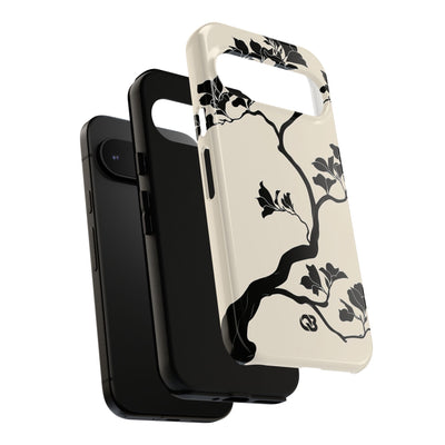 Beige Tough Phone Case for Google Pixel - Obsidian Bonsai Silhouette