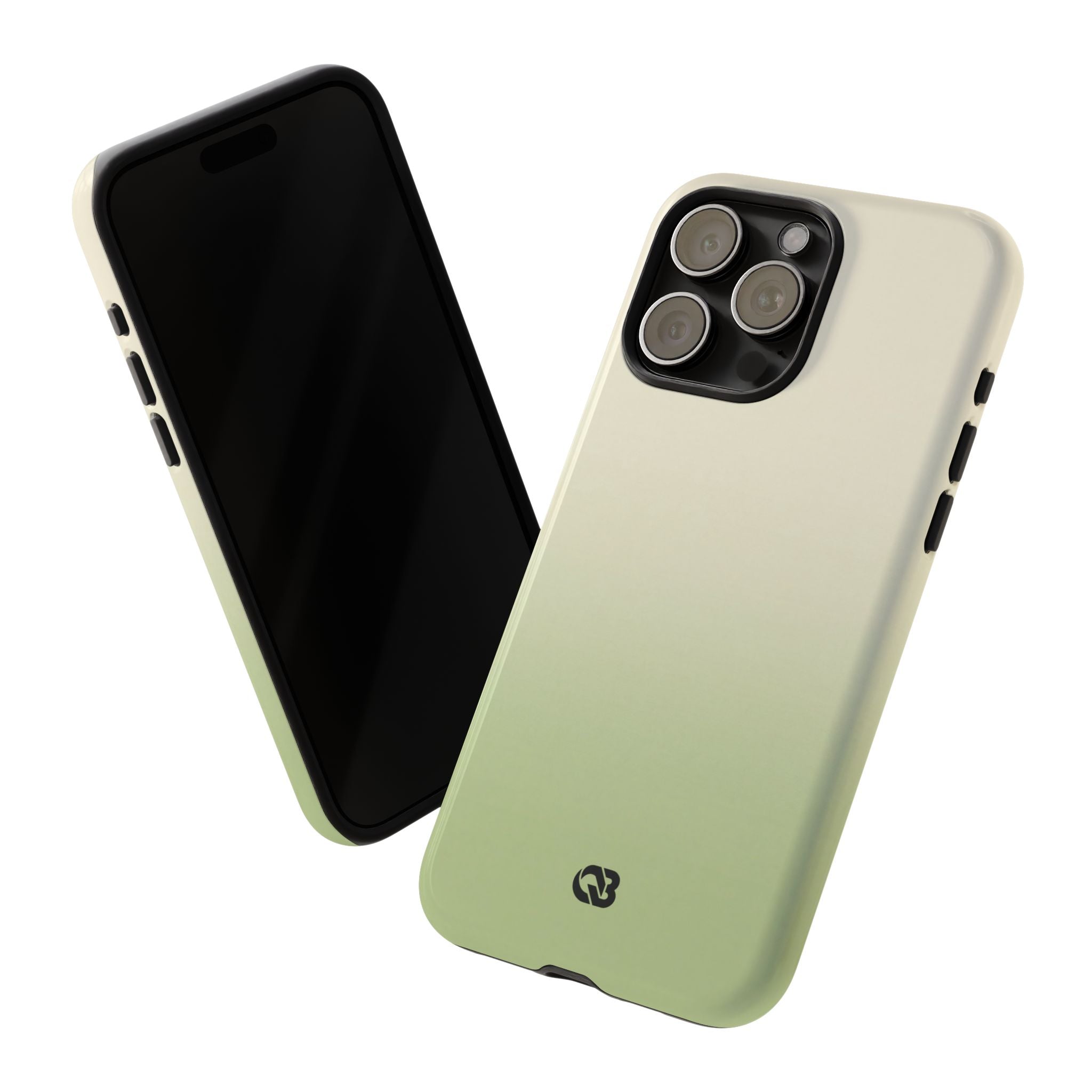 Green Tough Phone Case for iPhone - Bone Sage Fade