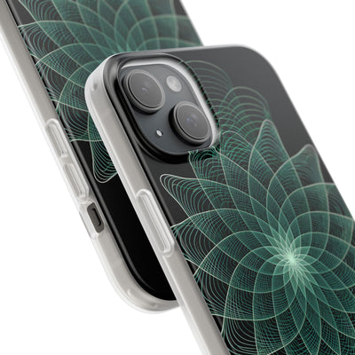 Green Lite Phone Case for iPhone - Cyan Signal Bloom