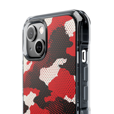 Crimson Halftone Camo · Clear Impact Magnetic Phone Case for iPhone · Red